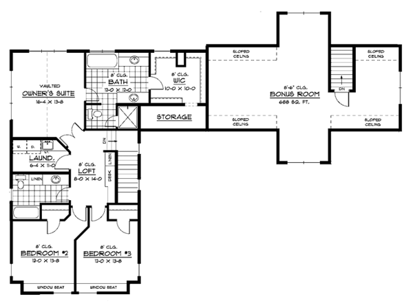 House Plan Design - Traditional Floor Plan - Upper Floor Plan #51-654