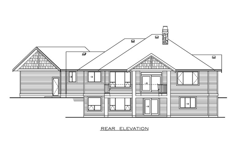 House Blueprint - Exterior - Rear Elevation for Craftsman House Plan #1100-94 - 2 bed, 2 bath