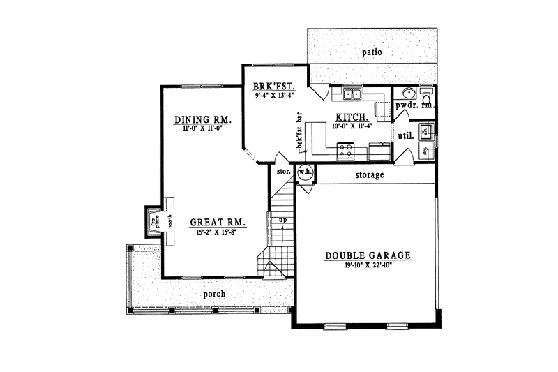 Home Plan - Floor Plan - Main Floor for Country House Plan #42-453 - 3 bed, 2.5 bath