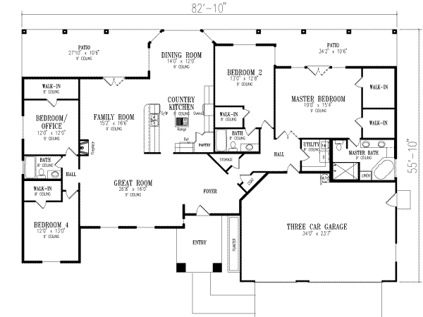 Dream House Plan - Adobe / Southwestern Floor Plan - Main Floor Plan #1-678