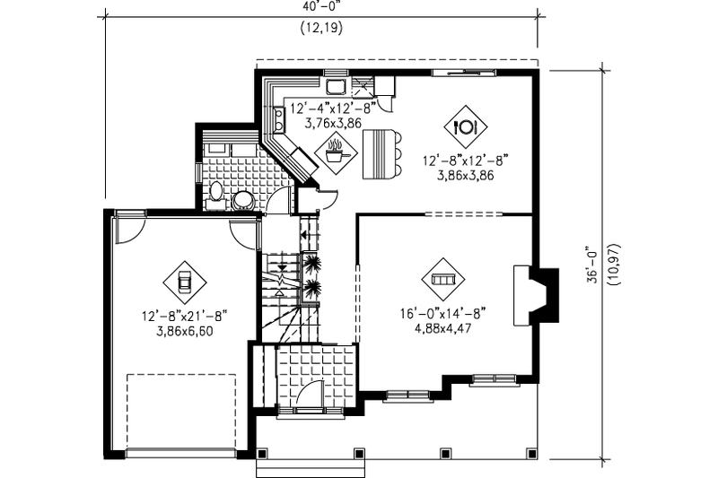 House Plan Design - Floor Plan - Main Floor for Traditional House Plan #25-242 - 3 bed, 2.5 bath