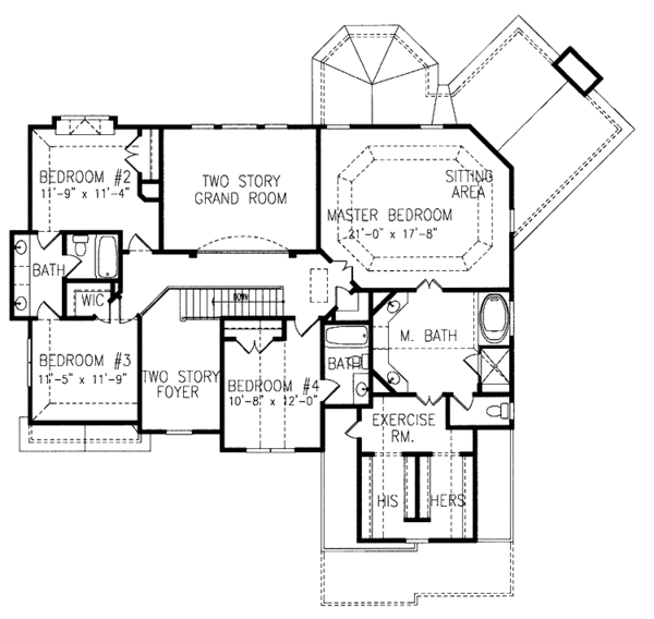 House Design - Traditional Floor Plan - Upper Floor Plan #54-219