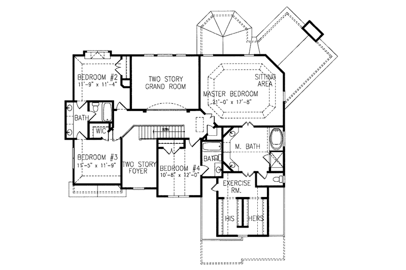House Plan Design - Floor Plan - Upper Floor for Traditional House Plan #54-219 - 5 bed, 4 bath