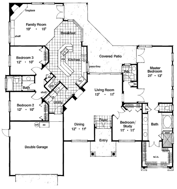 House Design - Mediterranean Floor Plan - Main Floor Plan #417-496