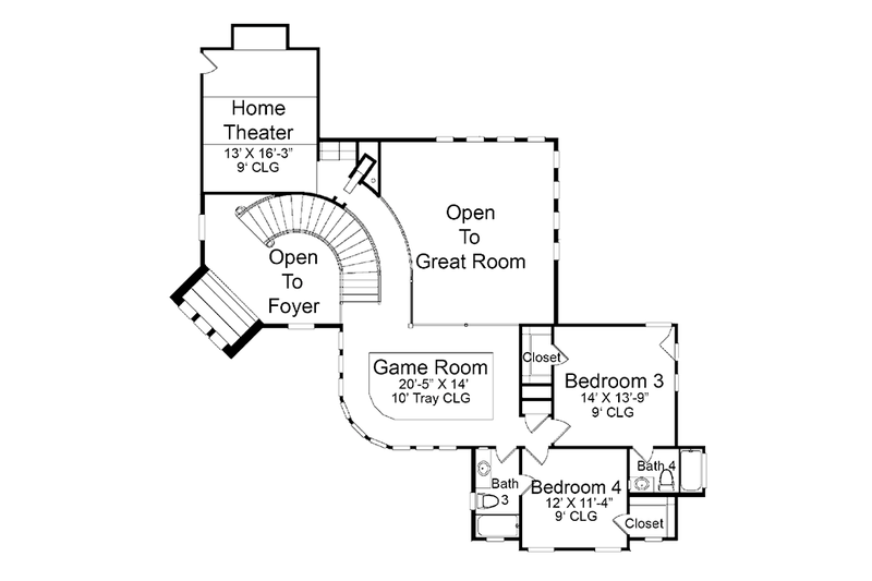 Dream House Plan - Floor Plan - Upper Floor for Mediterranean House Plan #952-196 - 4 bed, 4.5 bath