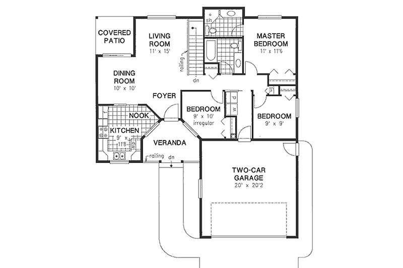 Home Plan - Floor Plan - Main Floor for Ranch House Plan #18-1001 - 3 bed, 2 bath