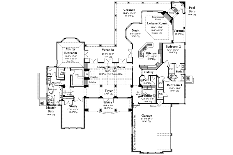 Home Plan - Floor Plan - Main Floor for European House Plan #930-296 - 3 bed, 2 bath