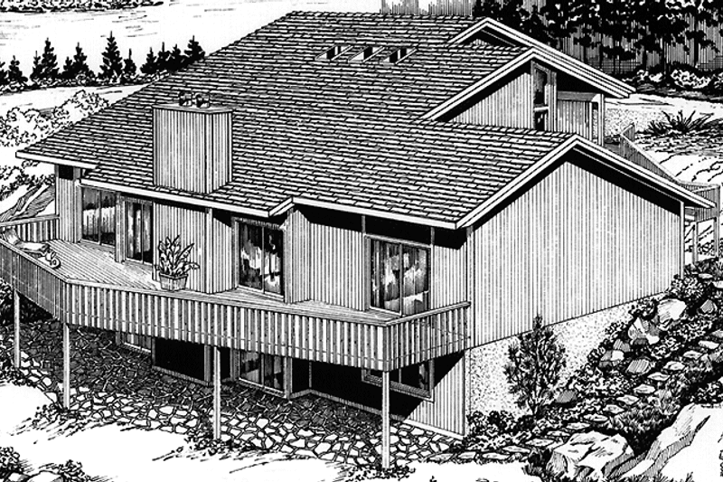 Home Plan - Exterior - Rear Elevation for Contemporary House Plan #320-1016 - 3 bed, 2.5 bath