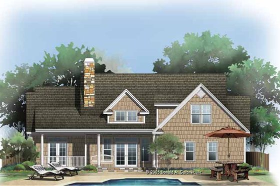 Exterior - Rear Elevation for Craftsman House Plan #929-774 - 3 bed, 2 bath