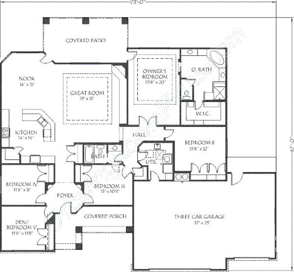 Adobe / Southwestern Floor Plan - Main Floor Plan #24-266