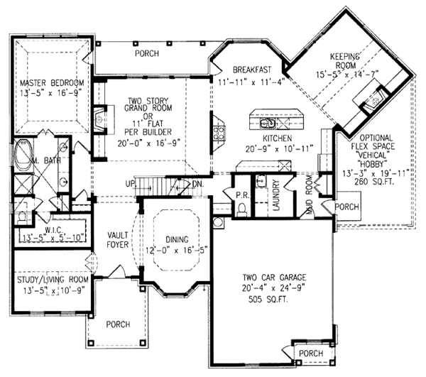 Architectural House Design - Traditional Floor Plan - Main Floor Plan #54-196