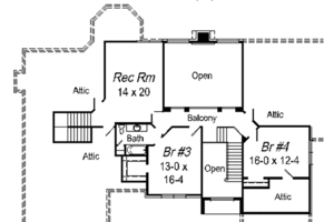Floor Plan - Upper Floor for European House Plan #329-307 - 4 bed, 3.5 bath