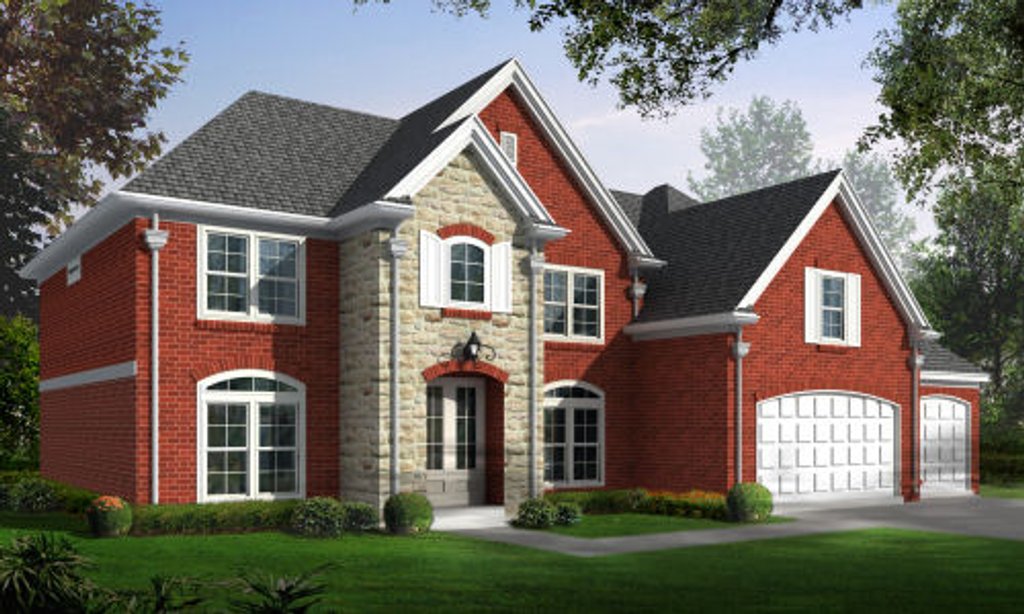 Exterior - Front Elevation 2 for Traditional House Plan #81-13739 - 4 bed, 3.5 bath