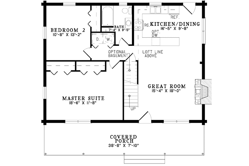 Home Plan - Floor Plan - Main Floor for Log House Plan #17-3257 - 3 bed, 2 bath