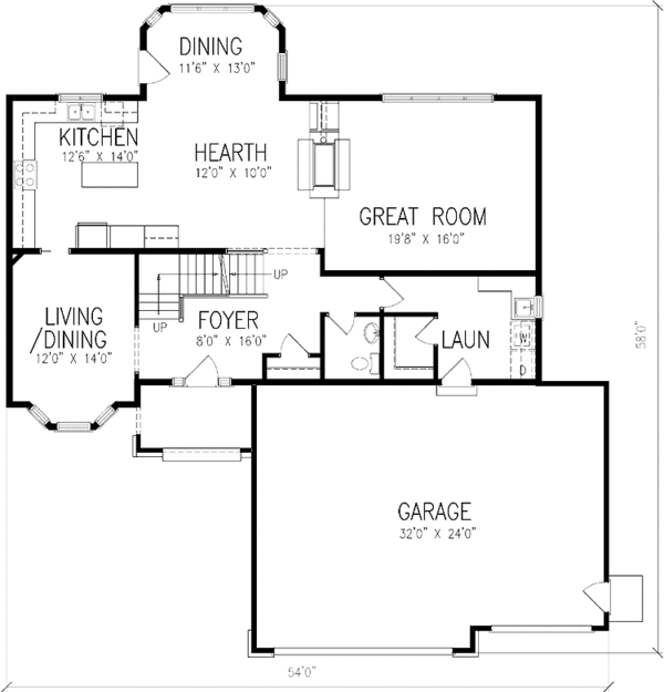 Architectural House Design - Traditional Floor Plan - Main Floor Plan #320-1459