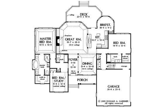 Floor Plan - Main Floor for Craftsman House Plan #929-650 - 3 bed, 3 bath