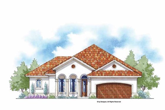Exterior - Front Elevation 3 for Mediterranean House Plan #938-22 - 3 bed, 2 bath