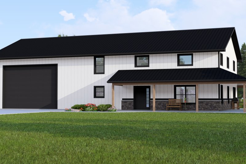 Architectural House Design - Barndominium Exterior - Front Elevation Plan #1064-162