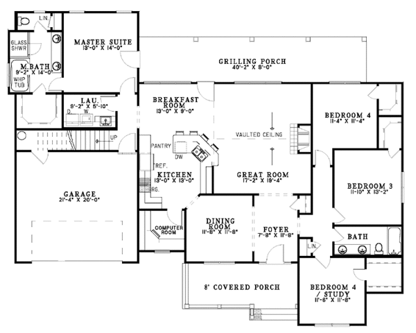 Home Plan - Country Floor Plan - Main Floor Plan #17-3246
