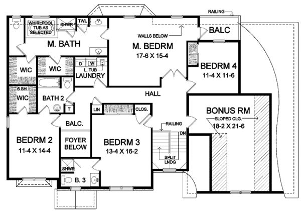 Home Plan - Traditional Floor Plan - Upper Floor Plan #328-330