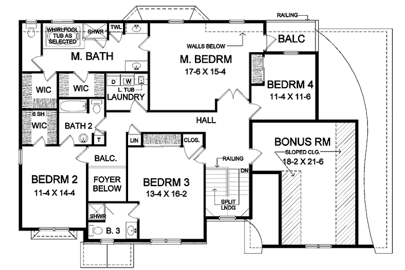 Home Plan - Floor Plan - Upper Floor for Traditional House Plan #328-330 - 4 bed, 4 bath