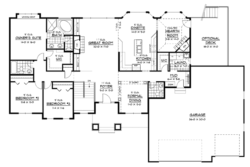 Dream House Plan - Floor Plan - Main Floor for European House Plan #51-614 - 3 bed, 2.5 bath