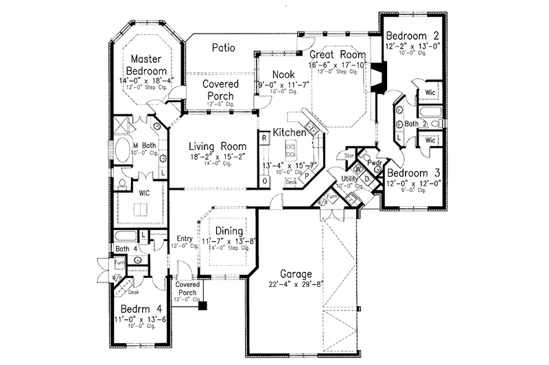 Home Plan - Floor Plan - Main Floor for Traditional House Plan #52-262 - 4 bed, 3.5 bath