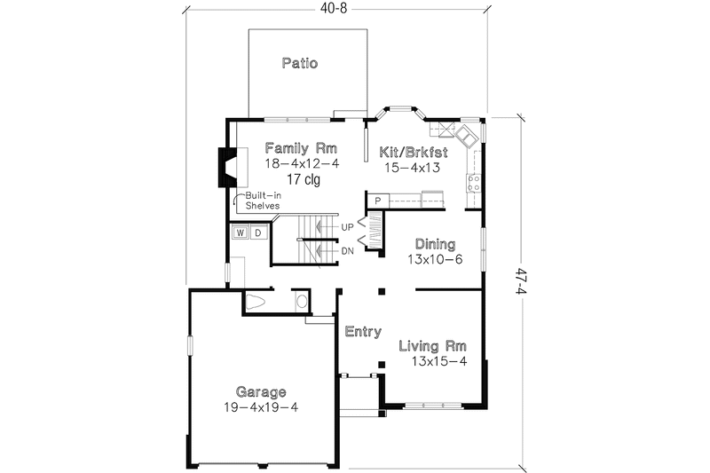 Home Plan - Floor Plan - Main Floor for Prairie House Plan #320-1073 - 4 bed, 2.5 bath
