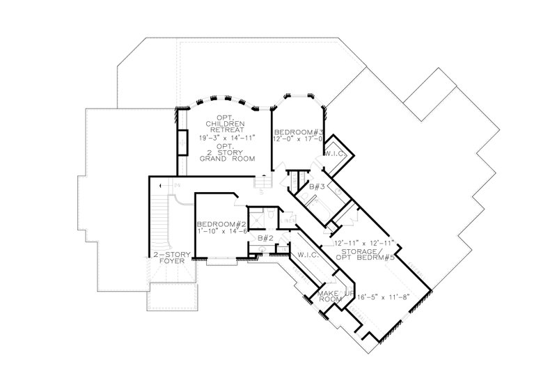 Home Plan - Floor Plan - Upper Floor for European House Plan #54-423 - 4 bed, 4.5 bath