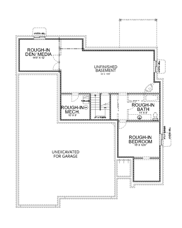 Craftsman Floor Plan - Lower Floor Plan #112-180