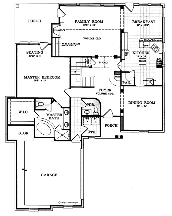 Architectural House Design - Colonial Floor Plan - Main Floor Plan #952-12