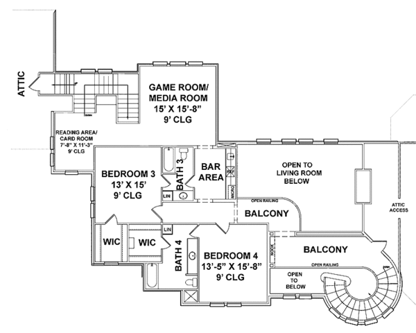 Dream House Plan - European Floor Plan - Upper Floor Plan #952-207