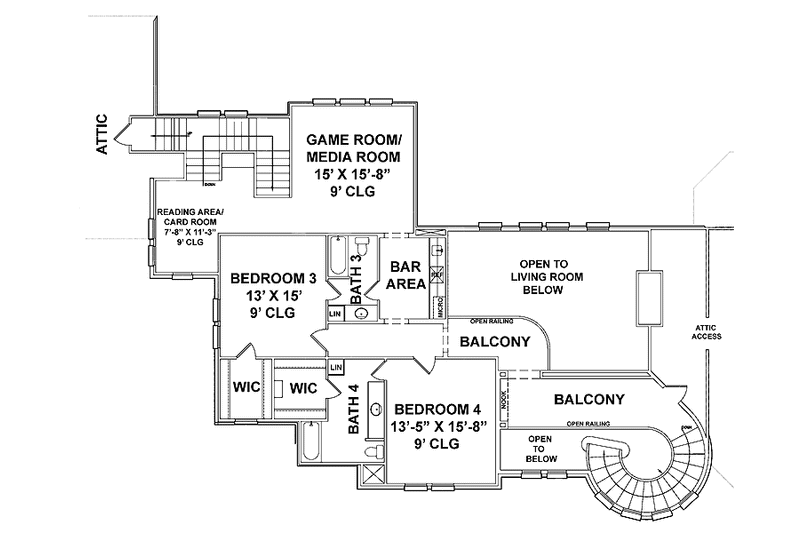 Dream House Plan - Floor Plan - Upper Floor for European House Plan #952-207 - 4 bed, 5.5 bath
