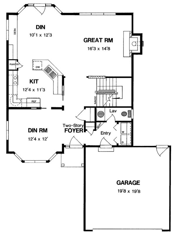 Architectural House Design - Colonial Floor Plan - Main Floor Plan #316-252