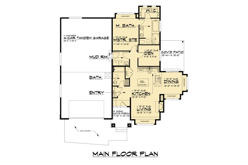Home Plan - Floor Plan - Main Floor for Prairie House Plan #1066-300 - 1 bed, 2 bath