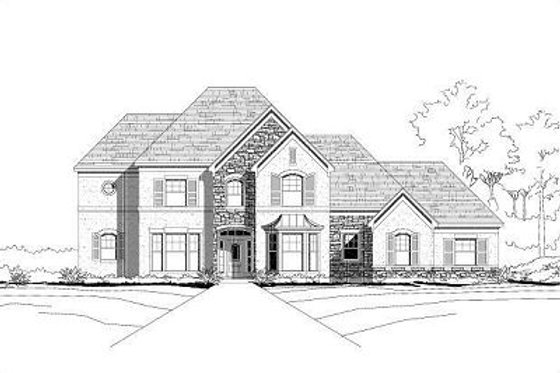 Exterior - Front Elevation for European House Plan #411-411 - 4 bed, 3.5 bath