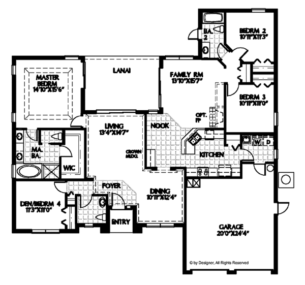 Architectural House Design - Mediterranean Floor Plan - Main Floor Plan #999-104