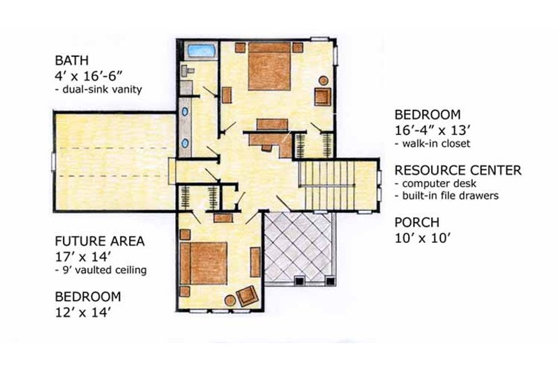 Dream House Plan - Floor Plan - Upper Floor for Country House Plan #410-3565 - 4 bed, 3 bath