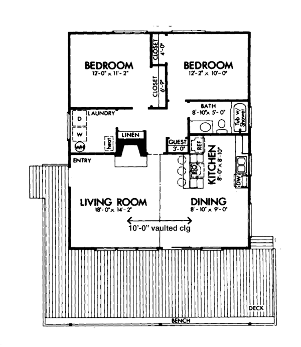 House Plan Design - Cabin Floor Plan - Main Floor Plan #320-1023