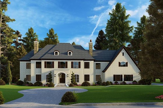 Exterior - Front Elevation 3 for European House Plan #923-185 - 5 bed, 5.5 bath