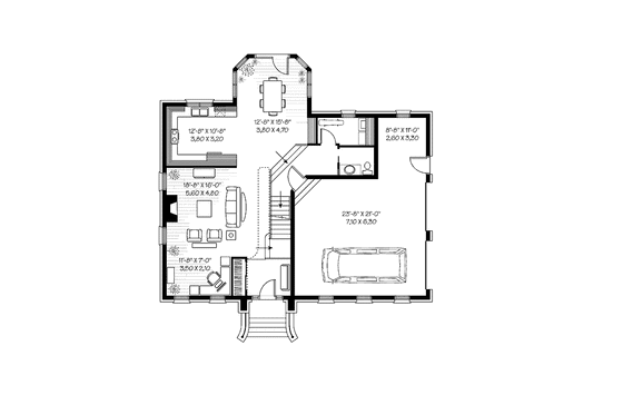 Floor Plan - Main Floor for Craftsman House Plan #23-2442 - 3 bed, 2.5 bath