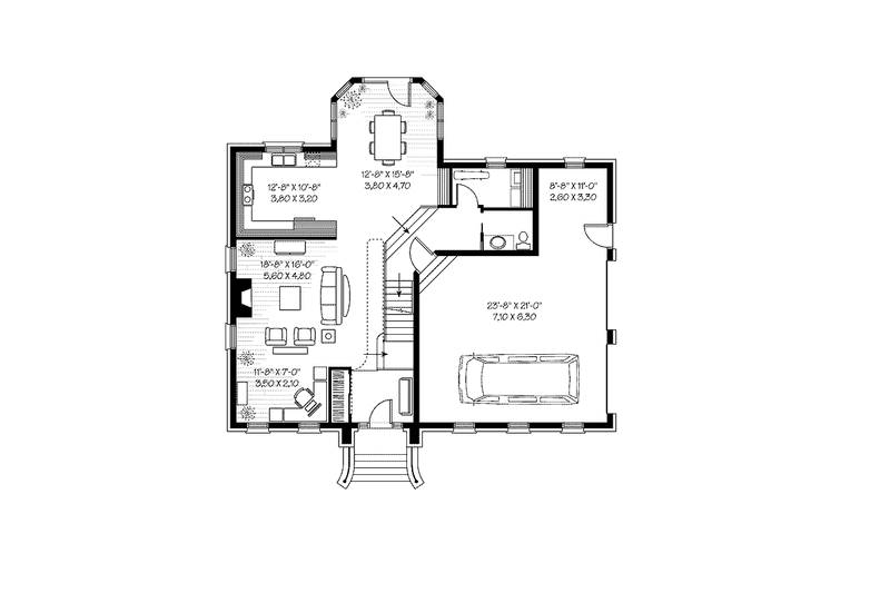 Home Plan - Floor Plan - Main Floor for Craftsman House Plan #23-2442 - 3 bed, 2.5 bath