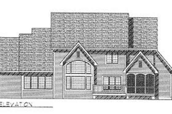 Exterior - Rear Elevation for European House Plan #70-518 - 4 bed, 3.5 bath