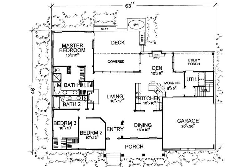 Home Plan - Floor Plan - Main Floor for Mediterranean House Plan #472-29 - 3 bed, 2 bath