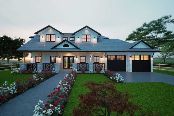 Exterior - Front Elevation 4 for Farmhouse House Plan #1101-19 - 3 bed, 3 bath