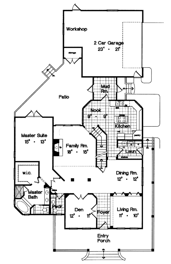 Architectural House Design - Mediterranean Floor Plan - Main Floor Plan #417-654