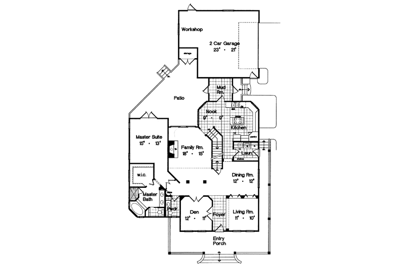 Architectural House Design - Floor Plan - Main Floor for Mediterranean House Plan #417-654 - 3 bed, 2.5 bath