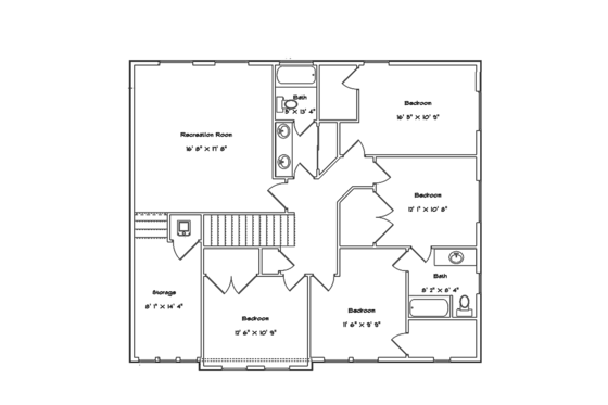 Floor Plan - Upper Floor for Mediterranean House Plan #1060-29 - 5 bed, 3.5 bath