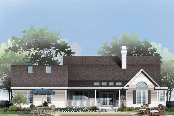 Exterior - Rear Elevation for Country House Plan #929-790 - 3 bed, 2 bath
