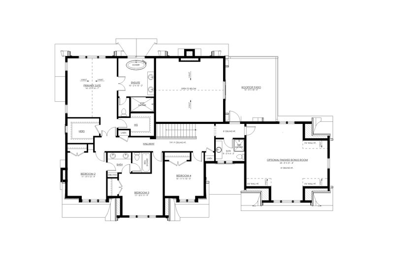 House Design - Floor Plan - Upper Floor for Colonial House Plan #1114-18 - 3 bed, 3.5 bath